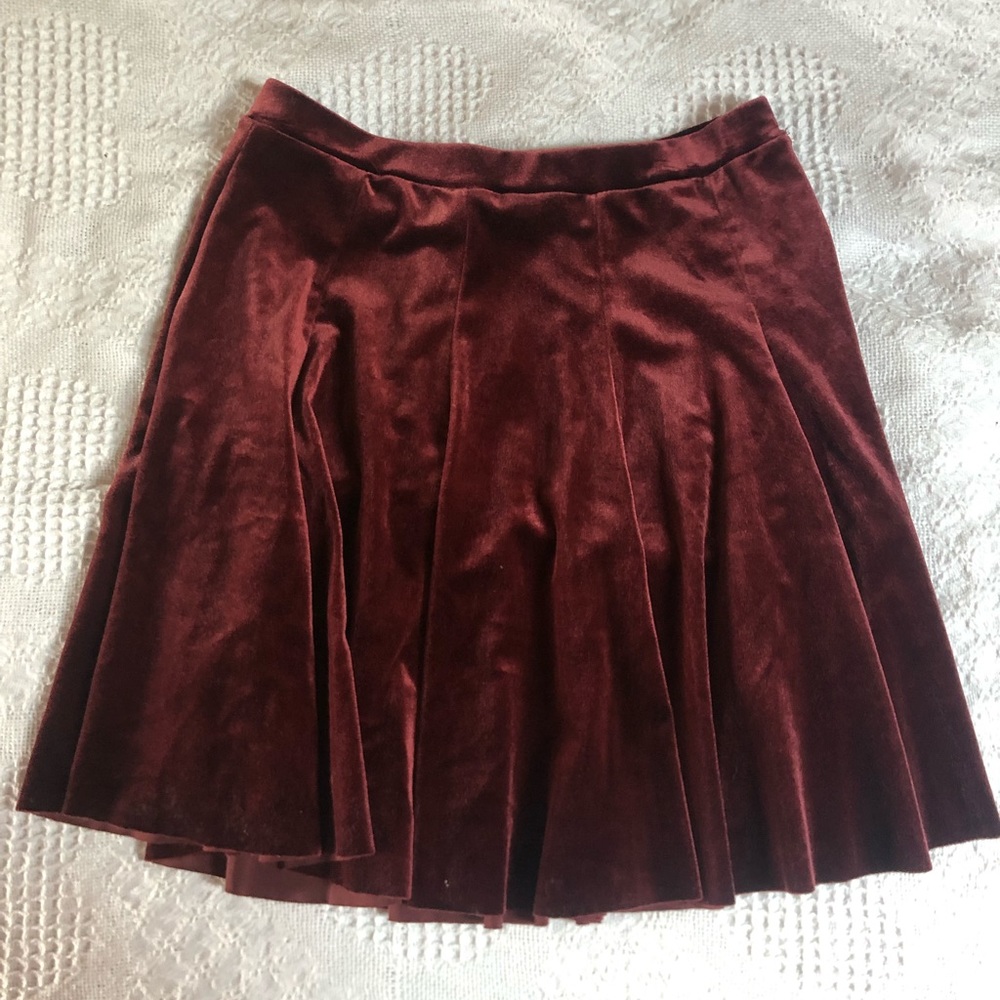 Urban Outfitters red velvet skirt